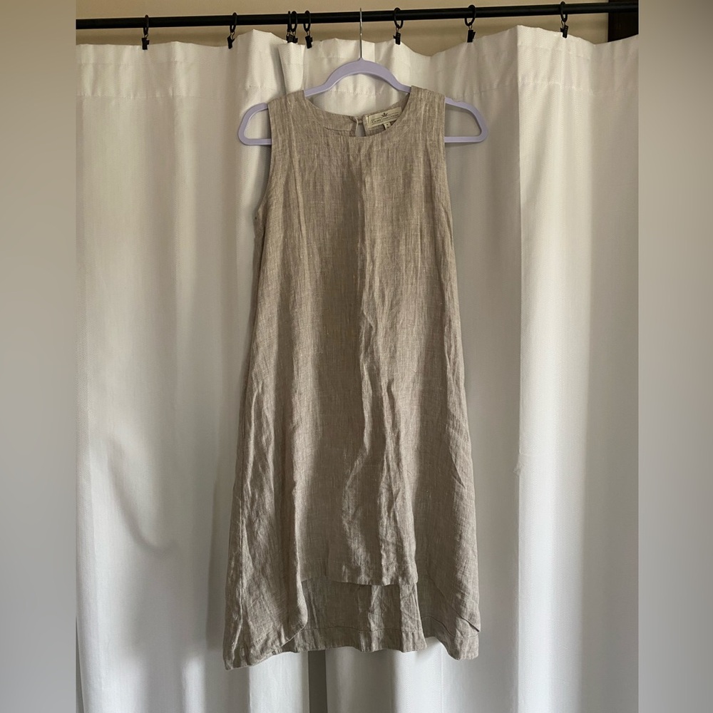 Sleeveless crown linen designs high low dress xsmall